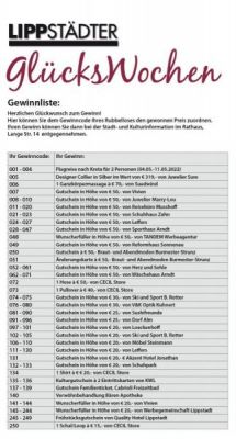 Gewinnliste Lippstädter Glückswochen